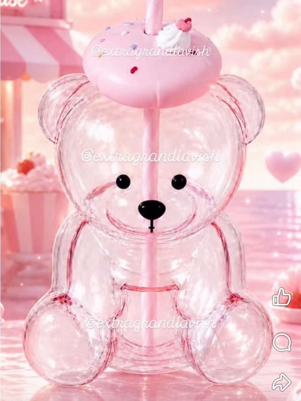 Starbucks Pink Cupcake Clear Bear Tumbler with Straw - Picture 2 of 2